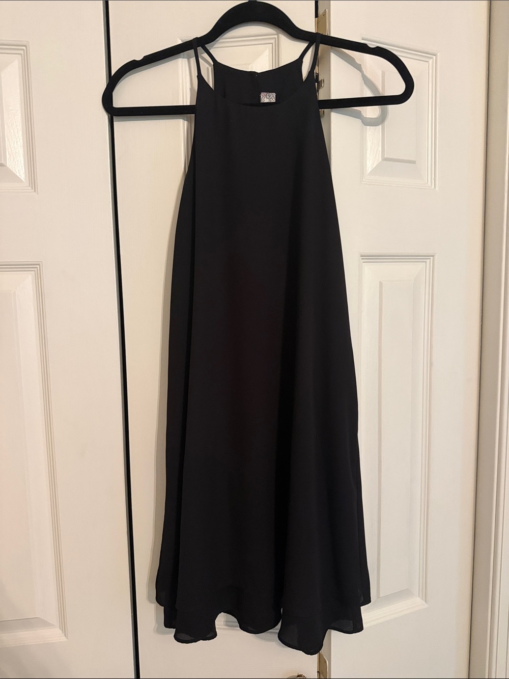 Pink Rose Black Halter Mini Dress